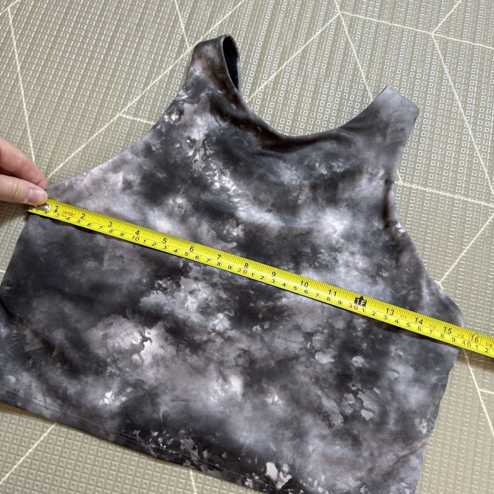 Athleta Conscious Crop Printed Tank Bra M Gray Tie Dye D-DD Light Support - Picture 6 of 7